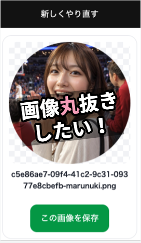 丸抜き後の保存画面